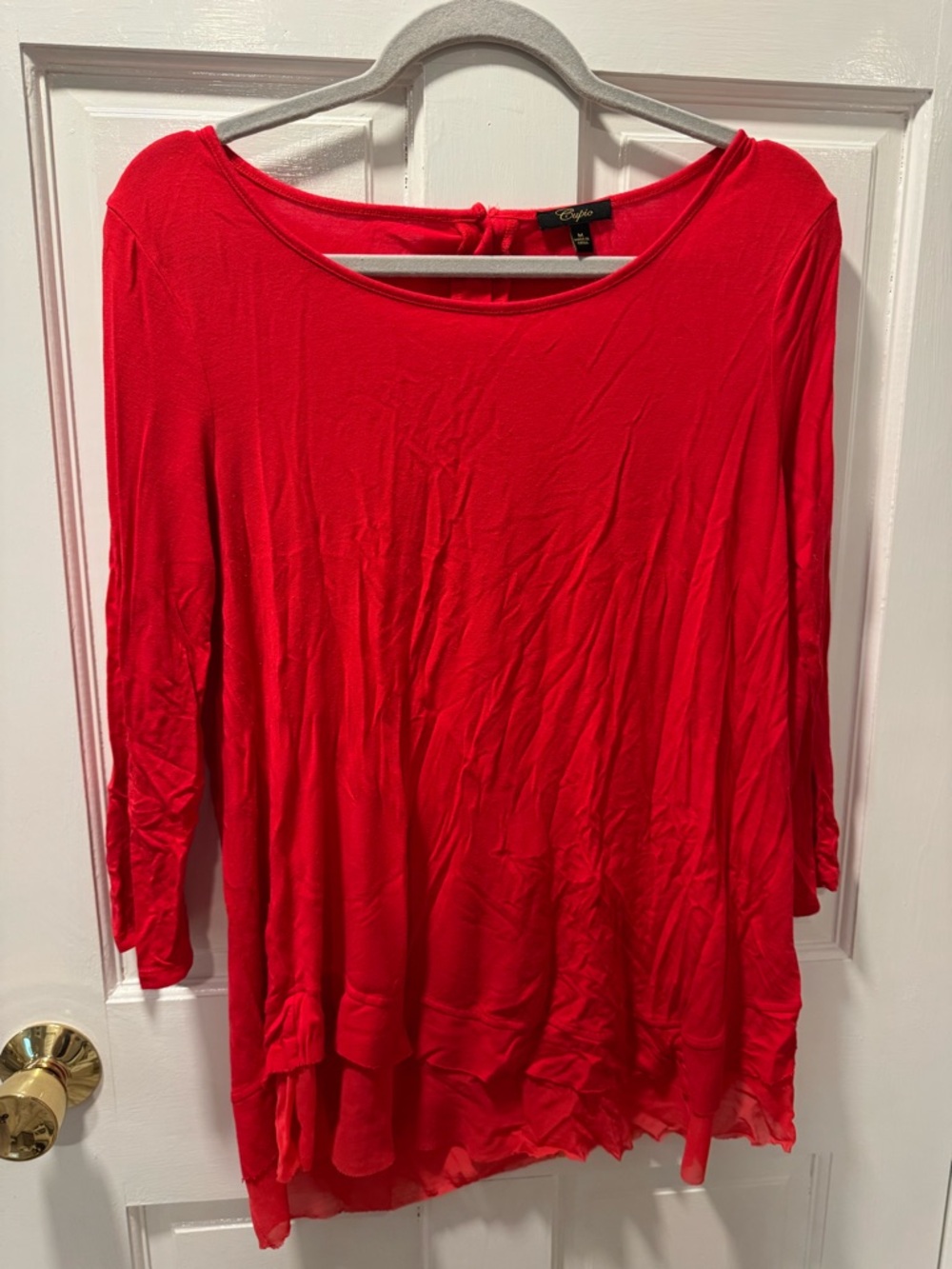 Cupio Bright Red Long Sleeve Scoop Neck Tunic - medium